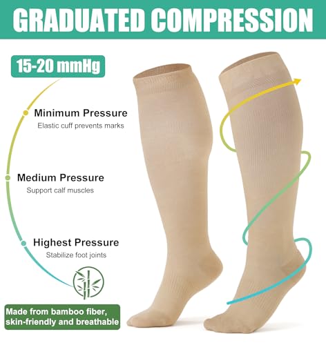 5 pairs Plus Size Compression Socks for Women Men 15-20 mmHg Wide Calf Knee High Support Circulation Socks2