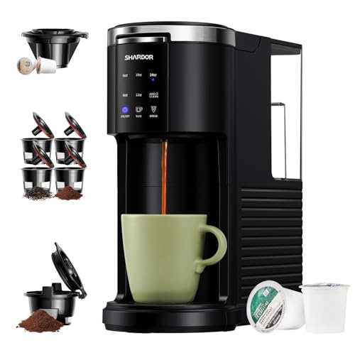 Image of SHARDOR 3 in 1 Coffee Maker, K Cup Coffee Maker Compatible with Ground Coffee & Teas, Single Serve Coffee Machine, 6–14oz Brew Sizes, 40oz Detachable Water Reservoir, Descale Settings, Black