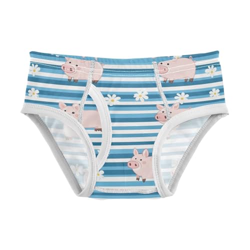 Wusikd Cute Pink Pig Boys' Underwear Cotton Blue Stripe Boys Briefs Soft Toddler Underwear 2T