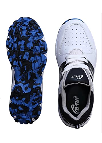 Image of B-TUF Striker Cricket Shoes /Studs Spikes Sports for Men Boys Unisex Kids|Lightweight and Durable | Stylish Sports Shoes | (White /Black /Yellow)