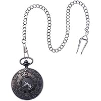 NICERIO Reloj de Bolsillo Mecánico Analógico Cuarzo Collar Colgante (Negro)