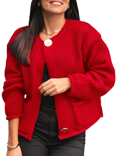 Rixiland Women's Cropped Cardigan Sweaters Chunky...