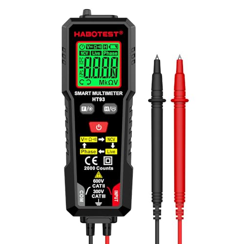 Image of HABOTEST HT93 2000 Counts Non Contact Voltage Phase Sequence Detection AC DC Voltage Small Smart Digital Multimeter