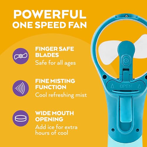 O2COOL Elite Battery Powered Handheld Water Misting Fan (Teal) - Thumbnail 3