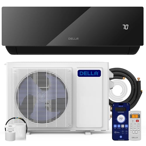 DELLA Umbra Series 12000 BTU Mini Split Work with Alexa 20 SEER2 Cools Up to 550 Sq.Ft Energy Saving Split AC & Pre-Charged 1 Ton Heat Pump Ductless Inverter System 12,000 BTU - 115V -- 20 S