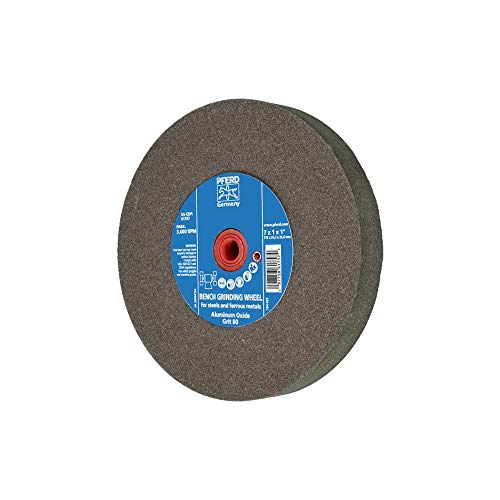 PFERD 61757 Bench Grinding Wheel, Aluminum Oxide, 7" Diameter, 1" Thick, 1" Arbor Hole, 80 Grit, 3600 Maximum RPM