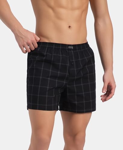 Image of Jockey 8222 Men Super Combed Mercerized Cotton Woven Checkered Inner Boxers with Ultrasoft and Durable Inner Waistband (Pack of 2, Colors & Prints May Vary)
