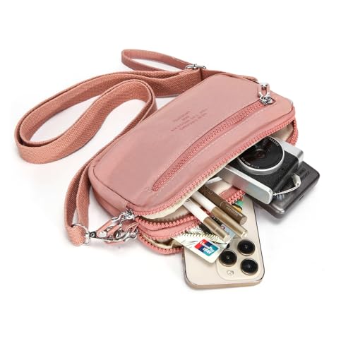 Image of JANKS Small Crossbody Bags for Women Wristlet Wallets Nylon Shoulder Bag with 4 Zipper Carry All Purse Credit Card Holder