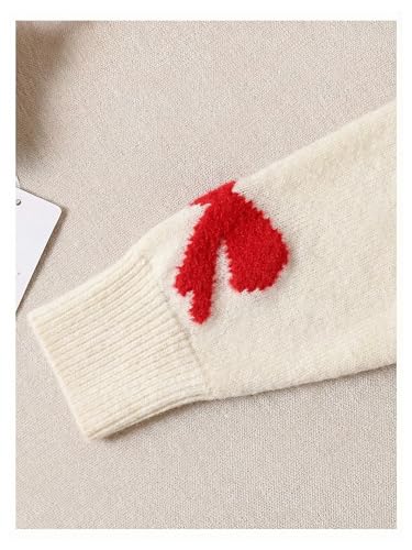 Image of BEAUDRM Girl's Cute Bow Sweater Crew Neck Long Sleeve Drop Shoulder Loose Pullover Tops