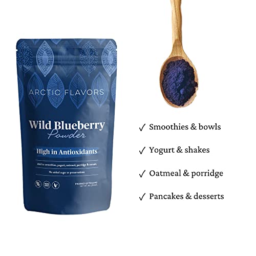 Arctic Flavors Freeze Dried Wild Blueberry Powder 85g, High in Antioxidants, All-Natural, 100% Sustainably Sourced Whole Blueberries from The Arctic Forests of Finland