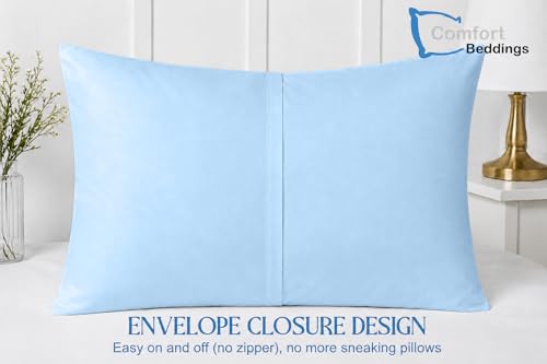 Image of Comfort Beddings 100% Organic Cotton Pack of 2 Travel Pillowcases 12x16 Ice Blue Pillow Cases with Envelope Closure, Crisp Percale Weave, Soft & Cooling Pillow Covers (Size-12x16, Ice Blue)