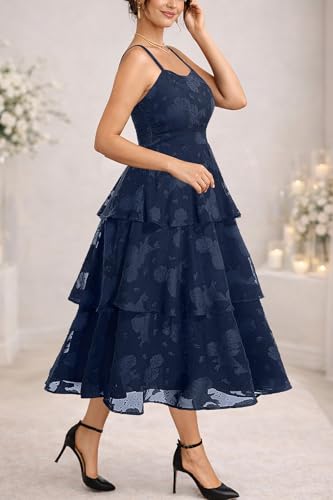 Image of Plus Size Summer Dresses - Floral Beach Wedding Guest Semi Formal Tiered Flowy Long Sundress
