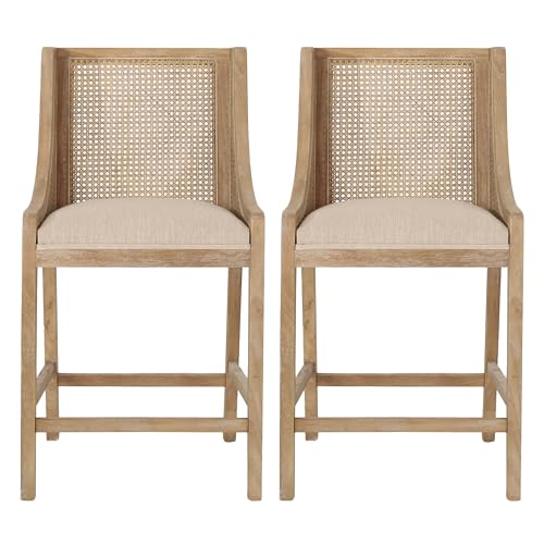 Christopher Knight Home French Country Fabric Upholstered Wood and Cane