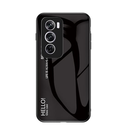 Rfvzubemok Compatible with Oppo Reno12 5G / Reno 12 Pro 5G Case,3-Layer Combination (PC Glass Back Panel+TPU Silicone) Anti-Drop Phone Case Cover Black