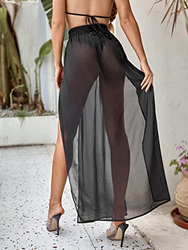 Verdusa Women's Chiffon Beach Swimsuit Cover Up Split Thigh Bikini Maxi Skirt3