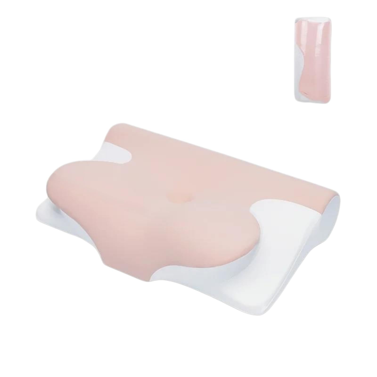 BFJNFPBEU Ergonomic Cervical Pillow, Memory Foam Contour Pillow, Orthopedic Support Pillow Roll Packed for Easy Shipping,Pink