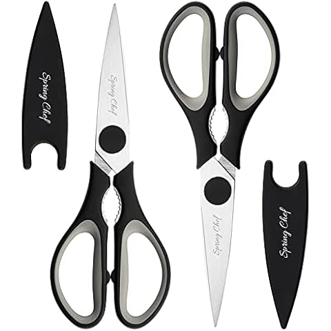 Kitchen Shears with Blade Cover, Stainless Steel Scissors for Herbs, Chicken, Meat & Vegetables, Black, Set of 2 Cover