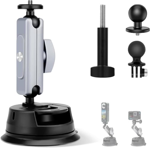 Soporte de ventosa para coche para Insta-360 X4 X3 X2/GO 3S/GO 3/GoPro Hero 13 12 11 10 9 8/DJI Osmo Pocket 3/2/Action 5/4/3/2, soporte de ventosa para cámara de acción con accesorios de cámara de