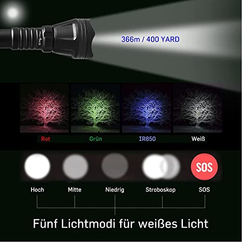 Odepro KL52 Zoomable HuntingTorch Red Light Green Light IR850 Light Hunting Torch with Cable Switch, Kl52 Plus - Image 4