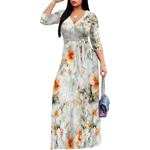 Image of PinkPatty Plus Size Maxi Dress for Women 3 /4 Sleeve Casual Long Dress