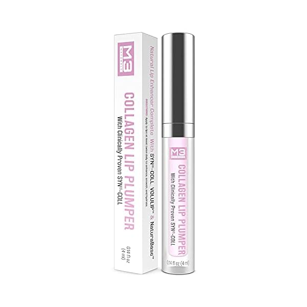 M3 Naturals Collagen Lip Plumper Clinically Proven Natural Lip Enhancer for Fuller Softer Lips Increased Elasticity Reduce Fine Lines Hydrating Plump Gloss Lipstick Primer
