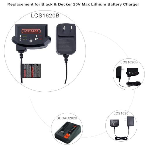 Image of LCS1620B Replacement for Black and Decker 20V Lithium Battery Charger, Compatible with Black and Decker 12V and 20V MAX Battery LBXR20