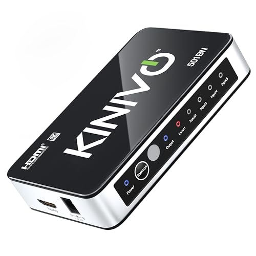 Image of KINIVO 501BN 4K HDMI Switch with IR Wireless Remote (5 Port, 4K 30Hz, Auto-Switching)