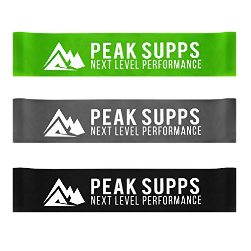 Peak Supps Mini Resistance Bands - Set Of 3 Loop Bands (Green Grey Black)