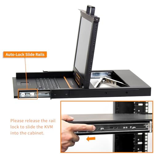 Image of 1U Rack Mount KVM Console-17 Rackmount Monitor Keyboard Single Port VGA KVM,50,000 MTBF,1280X1024 60Hz,17.6 inchX18.9 inchX1.67 inch(WXDXH),Fit 1U 19'' Rack, Incl. 1 VGA Cable,1 Power Cord,2 Bracket,1 Ground Wire