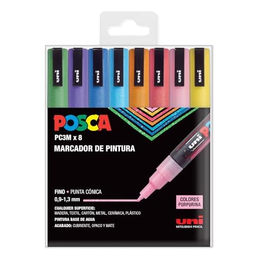 UNI Posca PC 3M Sparkling - Pack de 8 Marcadores de Pintura