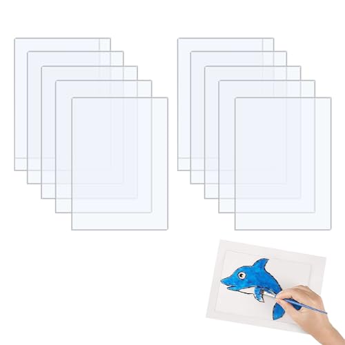 Coollooda アクリル板 (10枚セット) 透明 保護フィルム付き 絵画 DIY装飾 展示板 看板 手工芸用 教育などに適しています (17.5x12.5cm、厚さ1mm)
