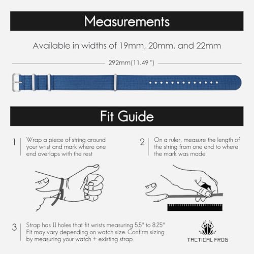 TACTICAL FROG 18mm 20mm 22mm Watch band with Stainless Steel Buckle, Waterproof Nylon Watch Strap for Men & Women