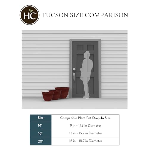 The HC Companies 20 Inch Tucson Decorative Round Planter - Lightweight Premium Resin Plant Pot with a Ceramic Look for Indoor Outdoor Use, Greige Crackle by The HC Companies - Image 5