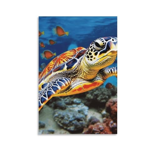 Toile murale moderne tortue de mer tableau décoration esthétique premium