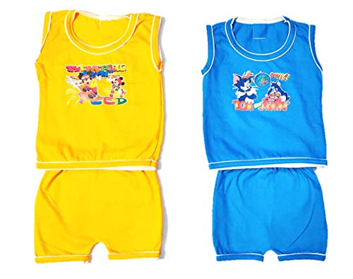 Image of Unisex Clothing Set for Baby Boy and Baby Girl 100% Cotton Tshirt and Short (Pack of 10 | 5 T-Shirts & 5Shorts | Multi Colored, Size from 0 Months Upto 6 Years)