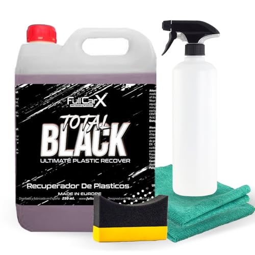 FULLCARX Total Black 5 Litros Recuperador Neumáticos y Plásticos Coche Negro Intenso Renovador Hidratador, Protección Duradera Rejuvenece Gomas Molduras Ruedas Producto Limpieza Detailing Profesional