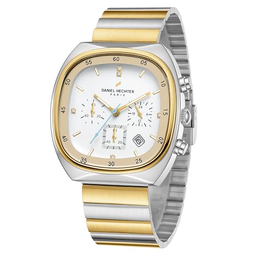 Image of Daniel Hechter Paris Bercy Collection Modern Multi Functional Watch for Men with Square Dial and Stainless Steel Strap