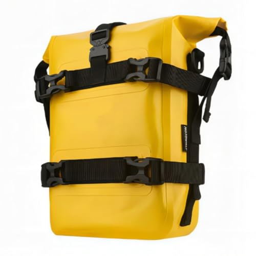 Bolsa impermeable amarilla para motocicleta, Alforja expandible de 8 litros, con 7 correas reforzadas y respaldo acolchonado antideslizante, ideal para ADV, turismo y off-road miniatura 1