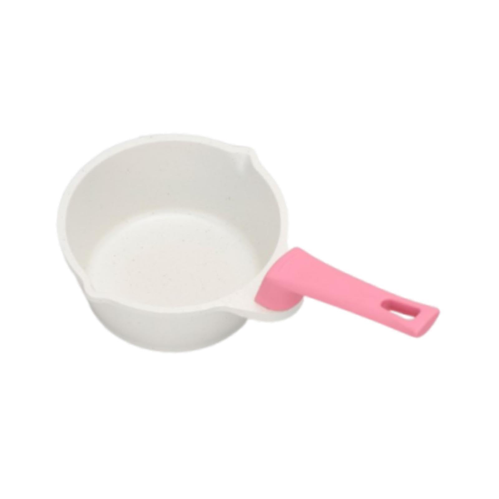 Bothyi Mini Hot Oil Pan Butter Warmer Pot,Easy to Clean with Handle,Milk Warmer with Spout,for Frying Heating Drizzling Kitchen, Pink