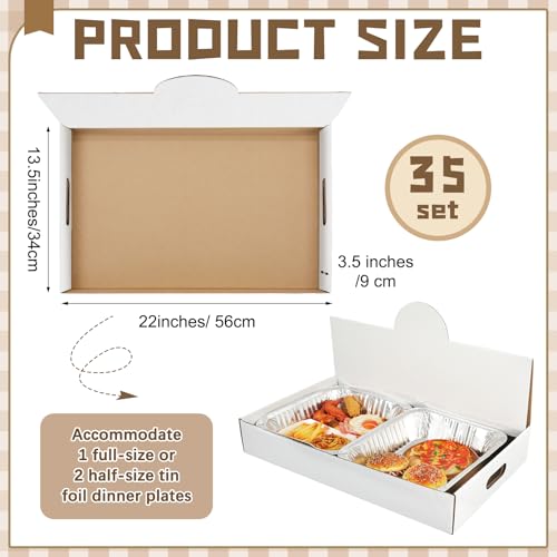Image of Fullhawl 35 Pack Pop-up Catering Box 22 x 13.5 x 3.5 Inch Kraft Corrugated Full Pan Catering Box Secure Stackable Food Delivery Container Bakery Storage Boxes for Party Theaters Stadiums (White)