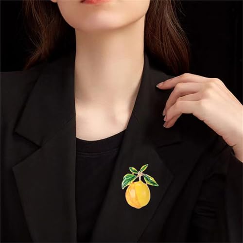 Image of Dreuyet Rhinestone Lemon Brooches for Women Men Crystal Elegant Yellow Fruit Lemon Brooch Pin Dainty Cute Christmas Wedding Birthday Summer Holiday Accessories