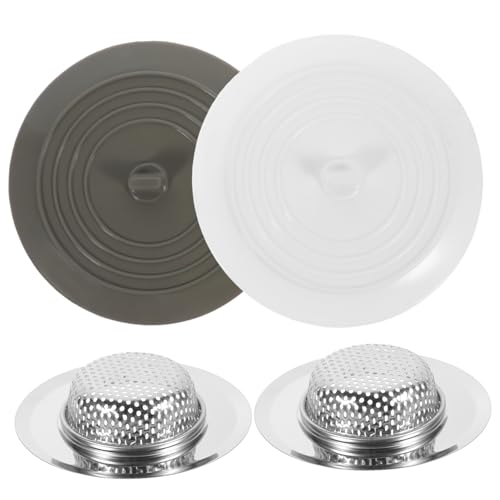 VILLCASE 2 Sets Bathtub Stoppers Kit Drain Plugs with Hair Catchers Versatile Bathroom Drain Covers for Water Control and Clog Prevention