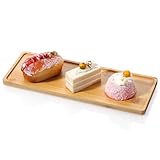 Psiriol Rectangle Wood Bamboo Trays, Wooden Tray, Wooden Charcuterie Boards, Bamboo Tea Serving Tray, Large Serving Platters for Food, Bathroom, Home Decor, Kitchen Counter