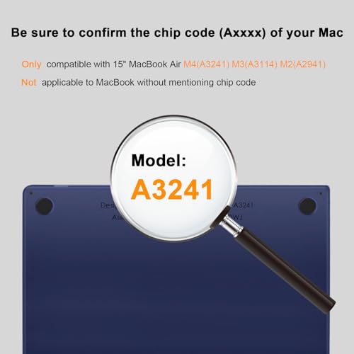 eleger Matte Crystal Case Compatible with MacBook Air 15 inch M4 M3 M2 [Matching Mac's Color], 2025 2024 2023 Release, Ultra Thin Hard Case for Mac Air 15.3", Midnight Transparent