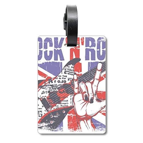 Étiquette de valise guitare rock drapeau anglais pour bagage