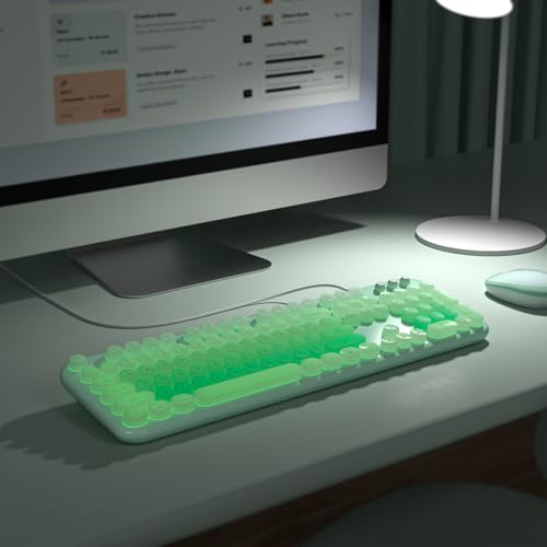 Image of Atelus Wired Backlit Keyboard, Full Size USB Keyboard with Colorful Retro Keycaps, Numeric Keypad and Media Hotkey for Computer Desktop PC Laptop and Windows 7 8 10 11