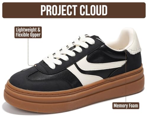 Image of Project Cloud Platform Sneakers for Women Footwear - Memory Foam Insole Womens Shoes, Lightweight and Non-Slip Sole Lace Up Fashion Sneakers for Women 2026 (Volley)