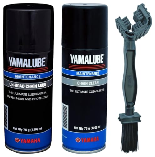 Image of YAMAHA Yamahalube Chain Lube, Chain Clean, & Chain Clean Brush, Chain Lubrication, 120 Ml