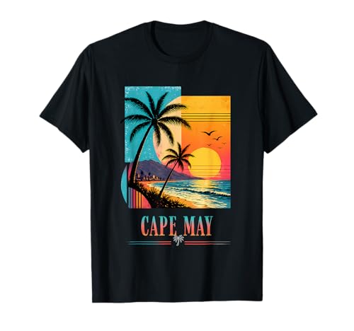 Cape May Beach Sunset 2026 Summer Vacation Retro Vibes T-Shirt