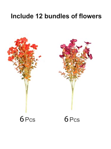 UJROQI Artificial Violet Mums Flowers for Autumn Outdoor Decor, 12-Stem Multi Pack Faux Fall Flowers for Front Porch, Patio, Garden & Large Planters, Fade Resistant Silk Fake Flowers - image 2